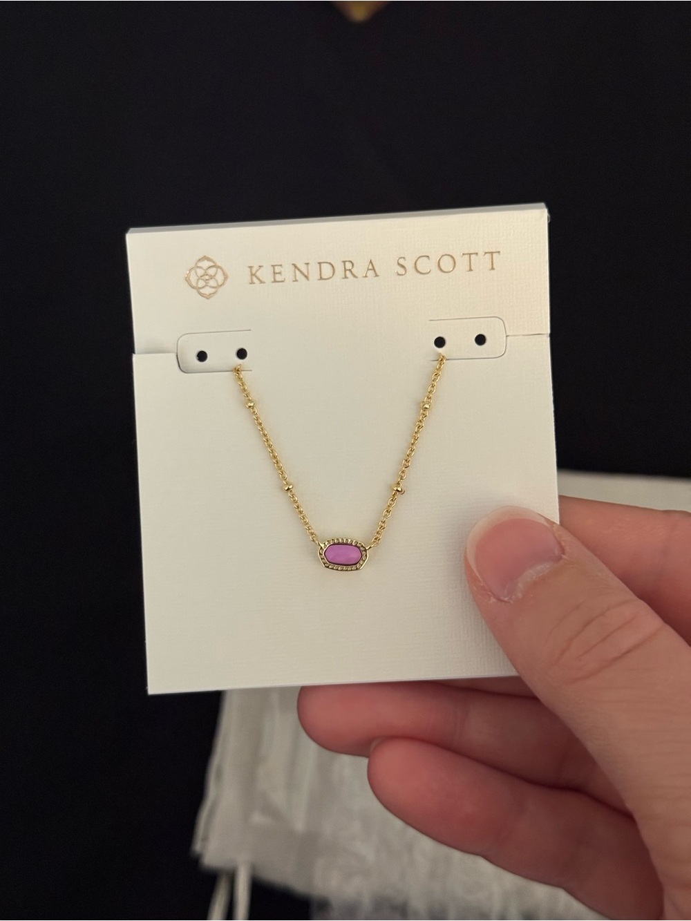 Kendra Scott Gold Necklace with Pink Oval Stone